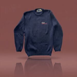 Vintage Henri-Lloyd Made in Scotland Crewneck Sweater | XL | Navy Blue Wool Knit